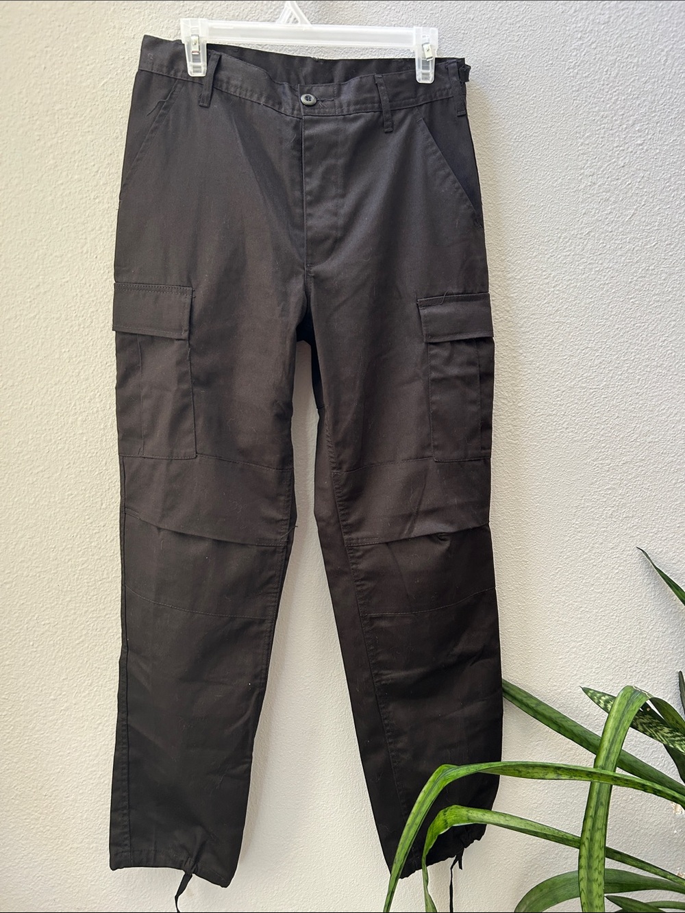 Local European Black Cargo Pants with Utility Pockets S/M